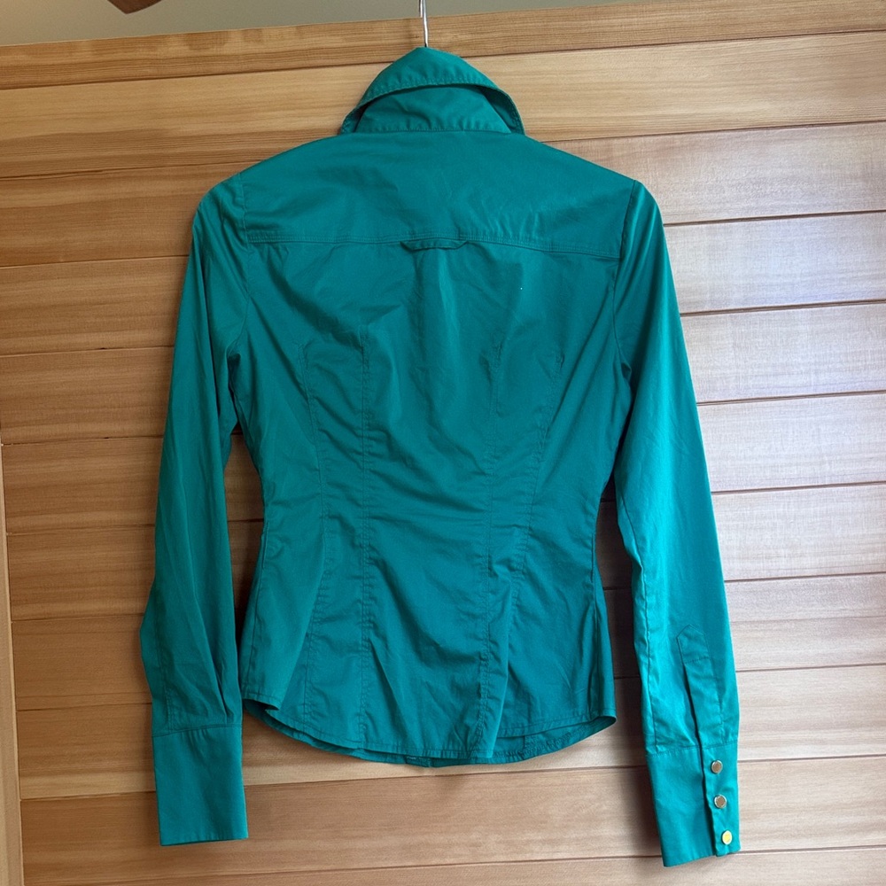 bebe Emerald Green Button-Down Blouse - image 6